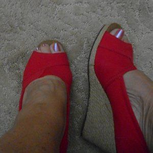 Red Wedge Open Toe by Bass